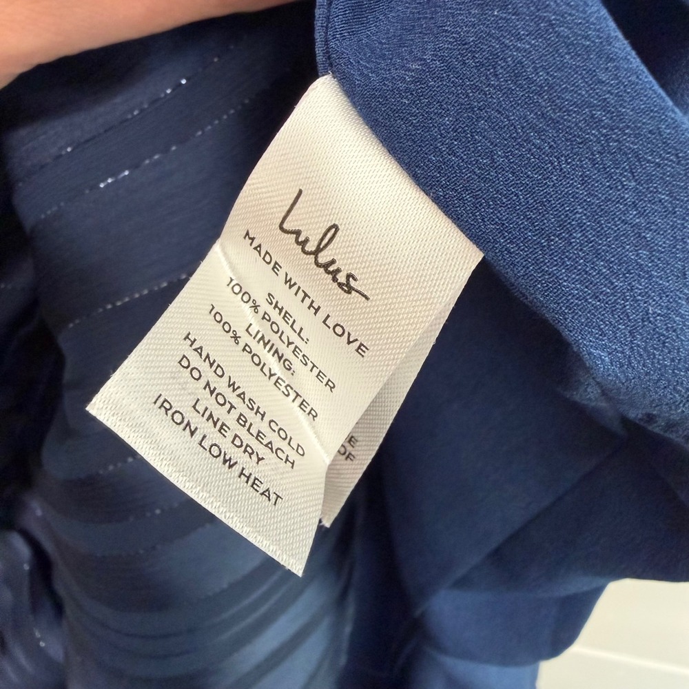Lulus XL Day for Romance Navy Blue Tie Strap Tiered Midi Dress Bridesmaid - Picture 12 of 14